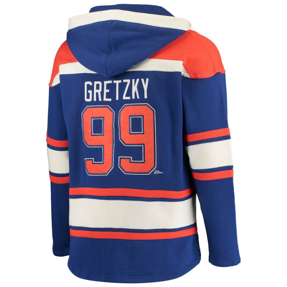 Wayne Gretzky Edmonton Oilers '47 Retired Player Name & Number Lacer Pullover Hoodie - Royal | US 3848806