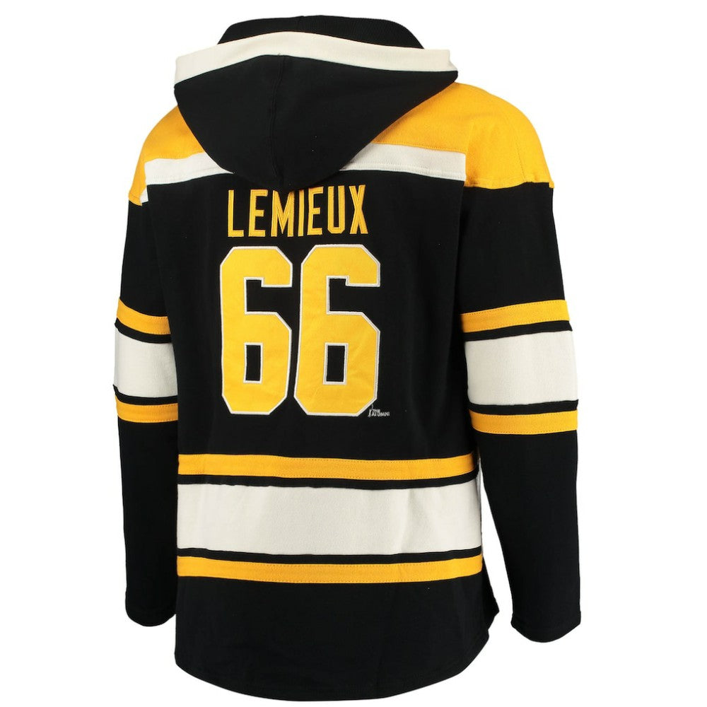 Mario Lemieux Pittsburgh Penguins '47 Retired Player Name & Number Lacer Pullover Hoodie - Black | US 3848807