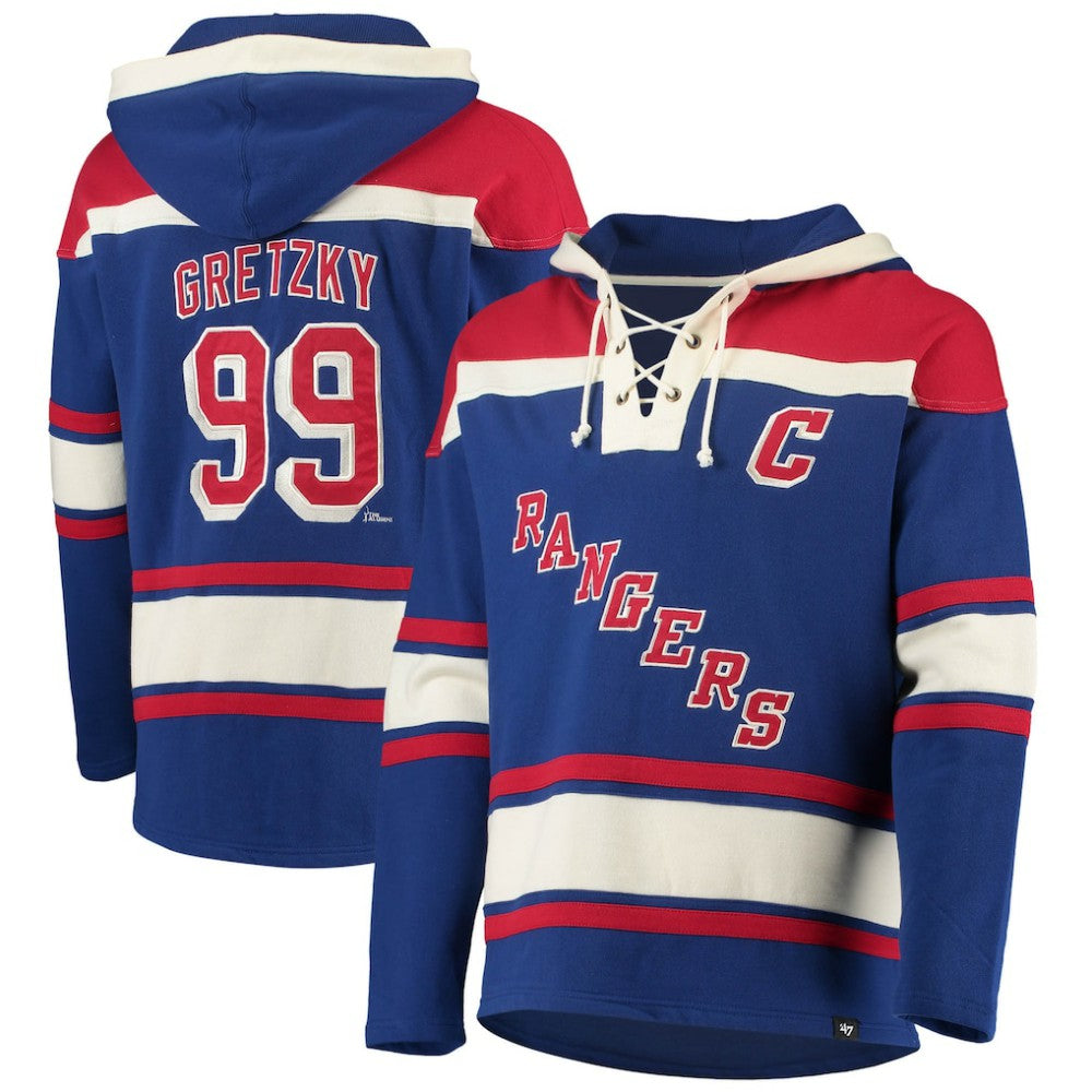 Wayne Gretzky New York Rangers '47 Retired Player Name & Number Lacer Pullover Hoodie - Blue | US 3848808
