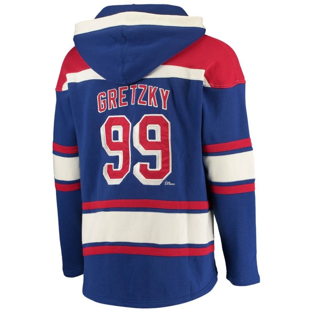 Wayne Gretzky New York Rangers '47 Retired Player Name & Number Lacer Pullover Hoodie - Blue | US 3848808