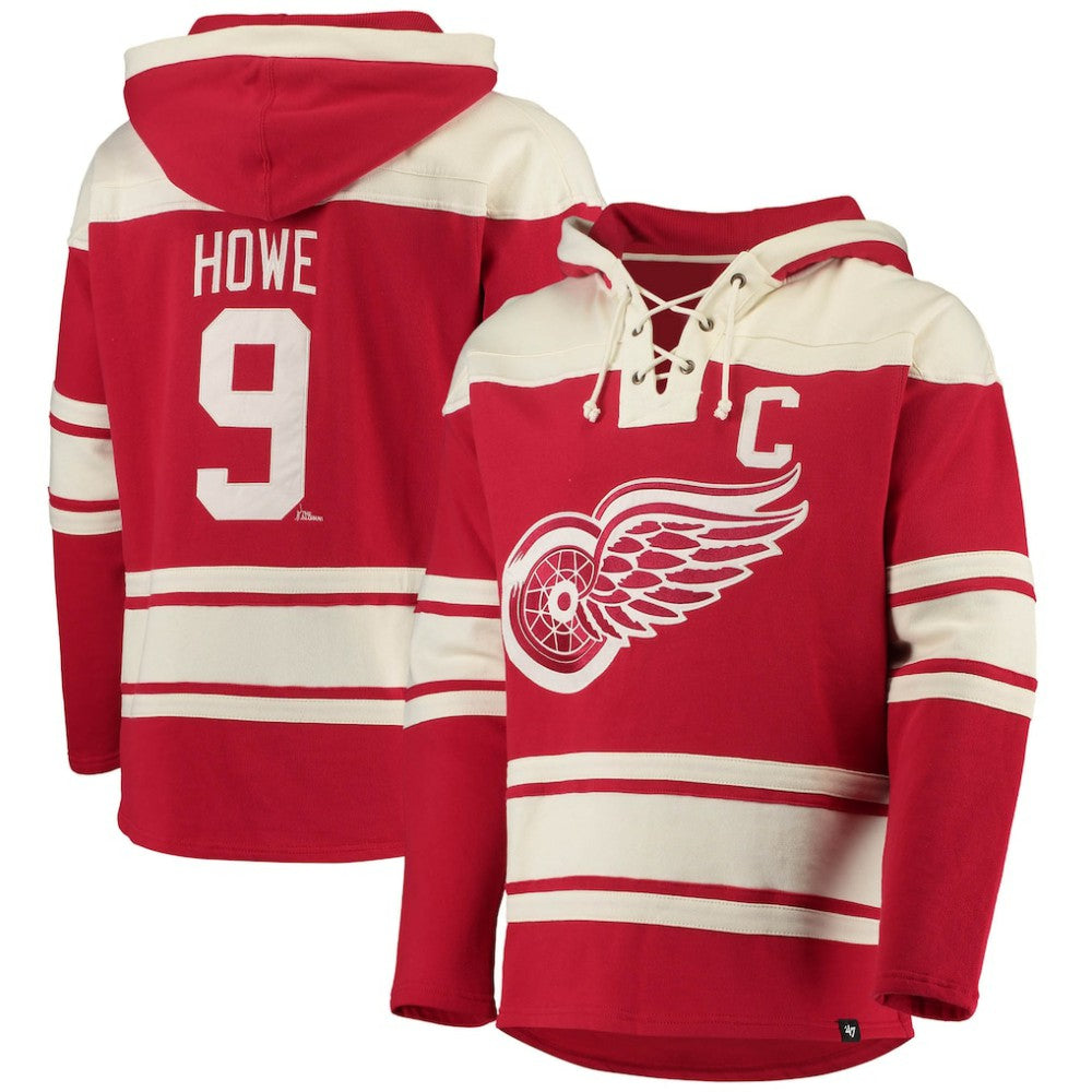 Gordie Howe Detroit Red Wings '47 Retired Player Name & Number Lacer Pullover Hoodie - Red | US 3848812