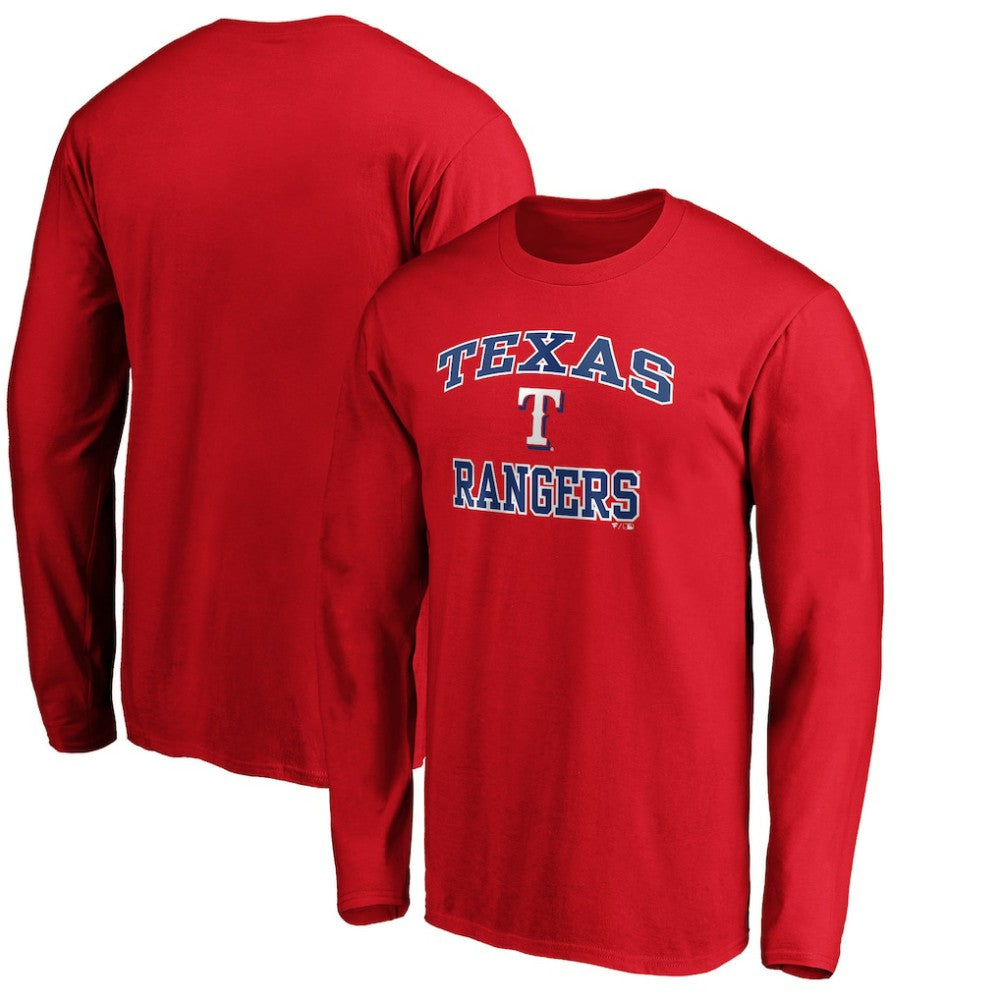 Men's Red Texas Rangers Team Heart & Soul Long Sleeve T-Shirt T-shirts