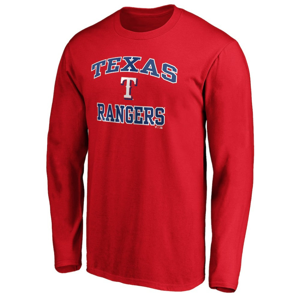 Men's Red Texas Rangers Team Heart & Soul Long Sleeve T-Shirt T-shirts