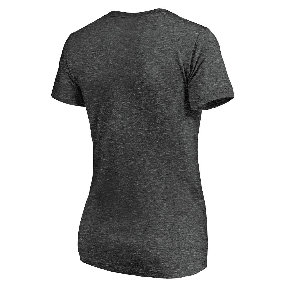 Los Angeles Angels Fanatics Women's Team Logo Lockup V-Neck T-Shirt - Heathered Charcoal T-shirts