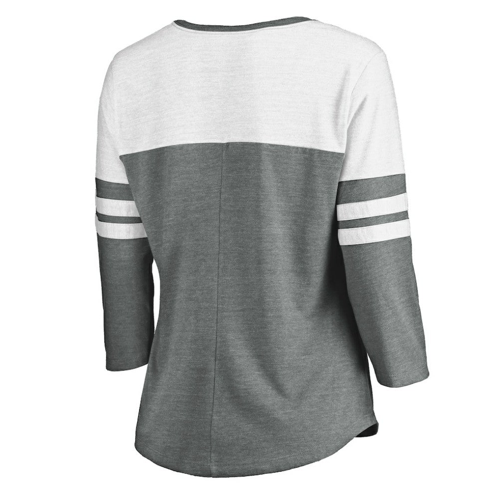 San Diego Padres Fanatics Women's Official Wordmark 3/4 Sleeve V-Neck T-Shirt - Heathered Gray/White T-shirts