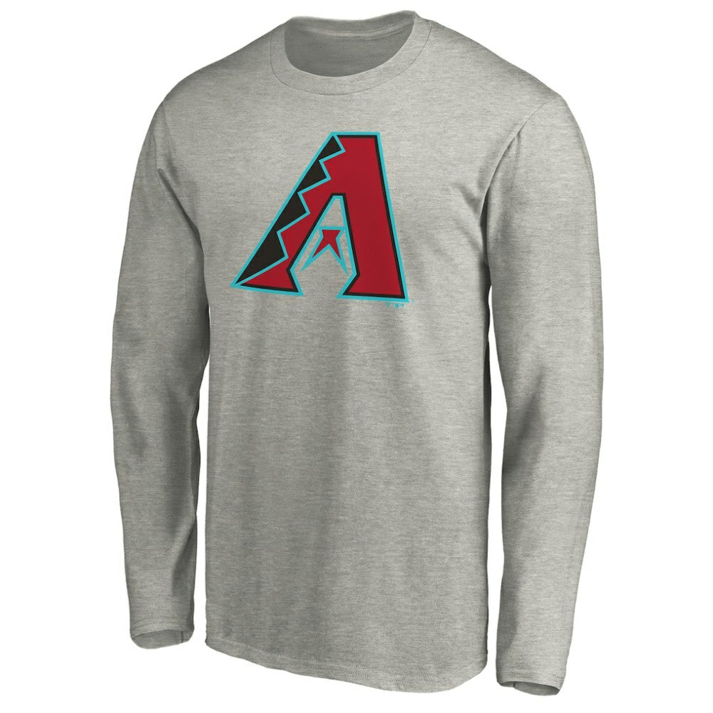 Arizona Diamondbacks Official Team Logo Long Sleeve T-Shirt - Heather Gray T-shirts