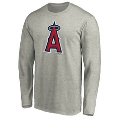 Los Angeles Angels Official Team Logo Long Sleeve T-Shirt - Heather Gray T-shirts