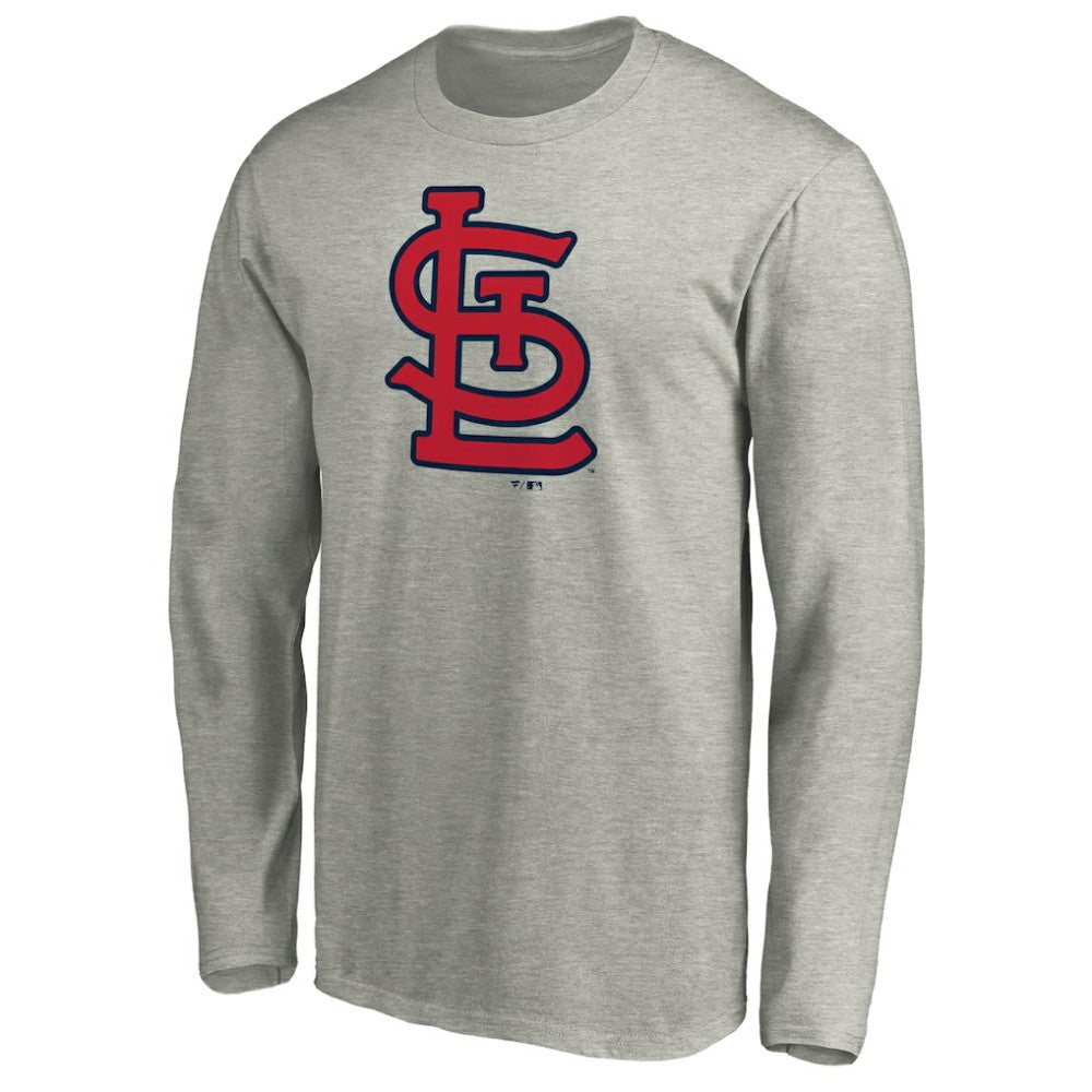 St. Louis Cardinals Official Team Logo Long Sleeve T-Shirt - Heather Gray T-shirts