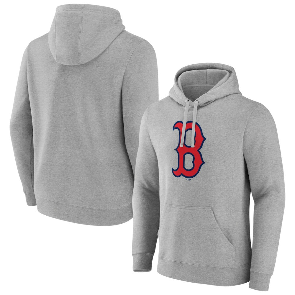 Boston Red Sox Official Logo Fitted Pullover Hoodie - Heather Gray Hoodies
