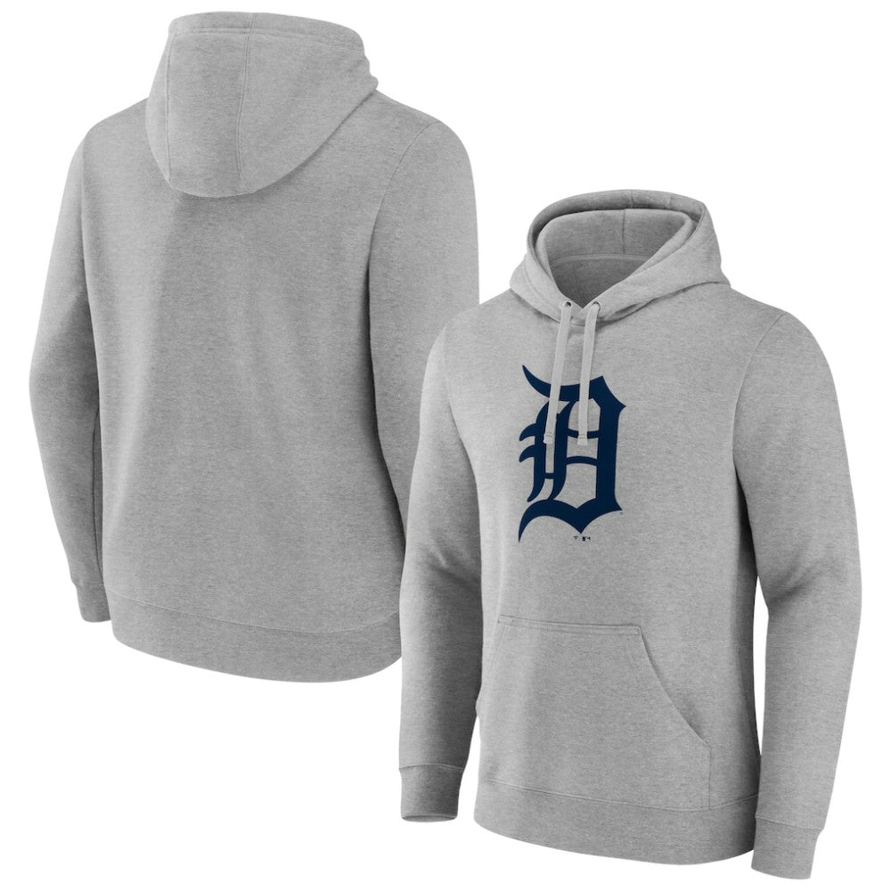 Detroit Tigers Official Logo Fitted Pullover Hoodie - Heather Gray Hoodies