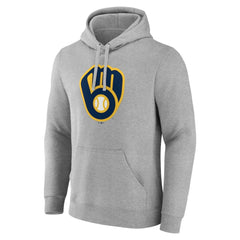 Milwaukee Brewers Official Logo Fitted Pullover Hoodie - Heather Gray Hoodies