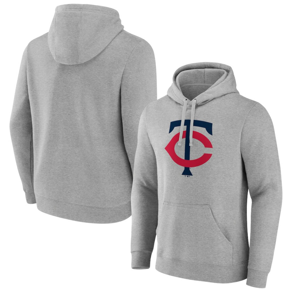 Minnesota Twins Official Logo Fitted Pullover Hoodie - Heather Gray Hoodies