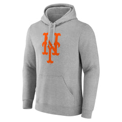 New York Mets Official Logo Fitted Pullover Hoodie - Heather Gray Hoodies