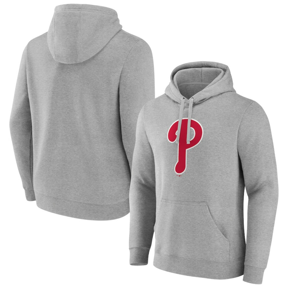 Philadelphia Phillies Official Logo Fitted Pullover Hoodie - Heather Gray Hoodies