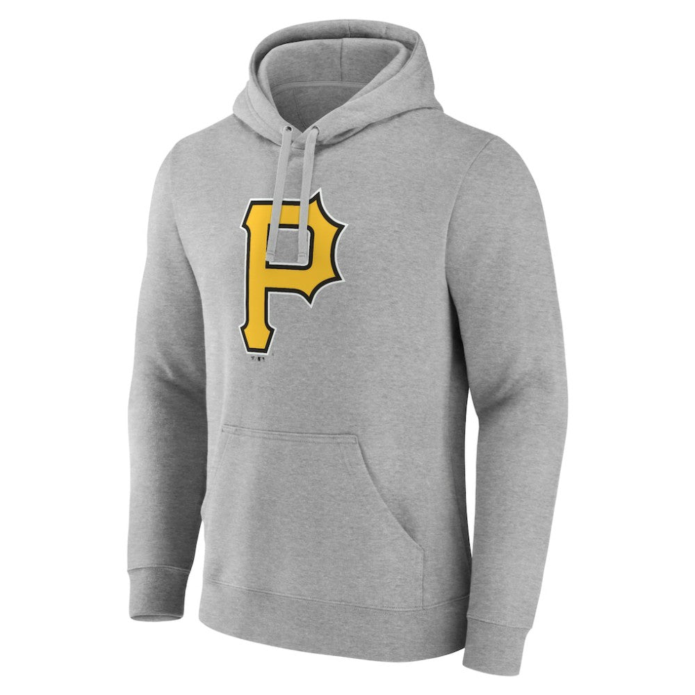 Pittsburgh Pirates Official Logo Fitted Pullover Hoodie - Heather Gray Hoodies