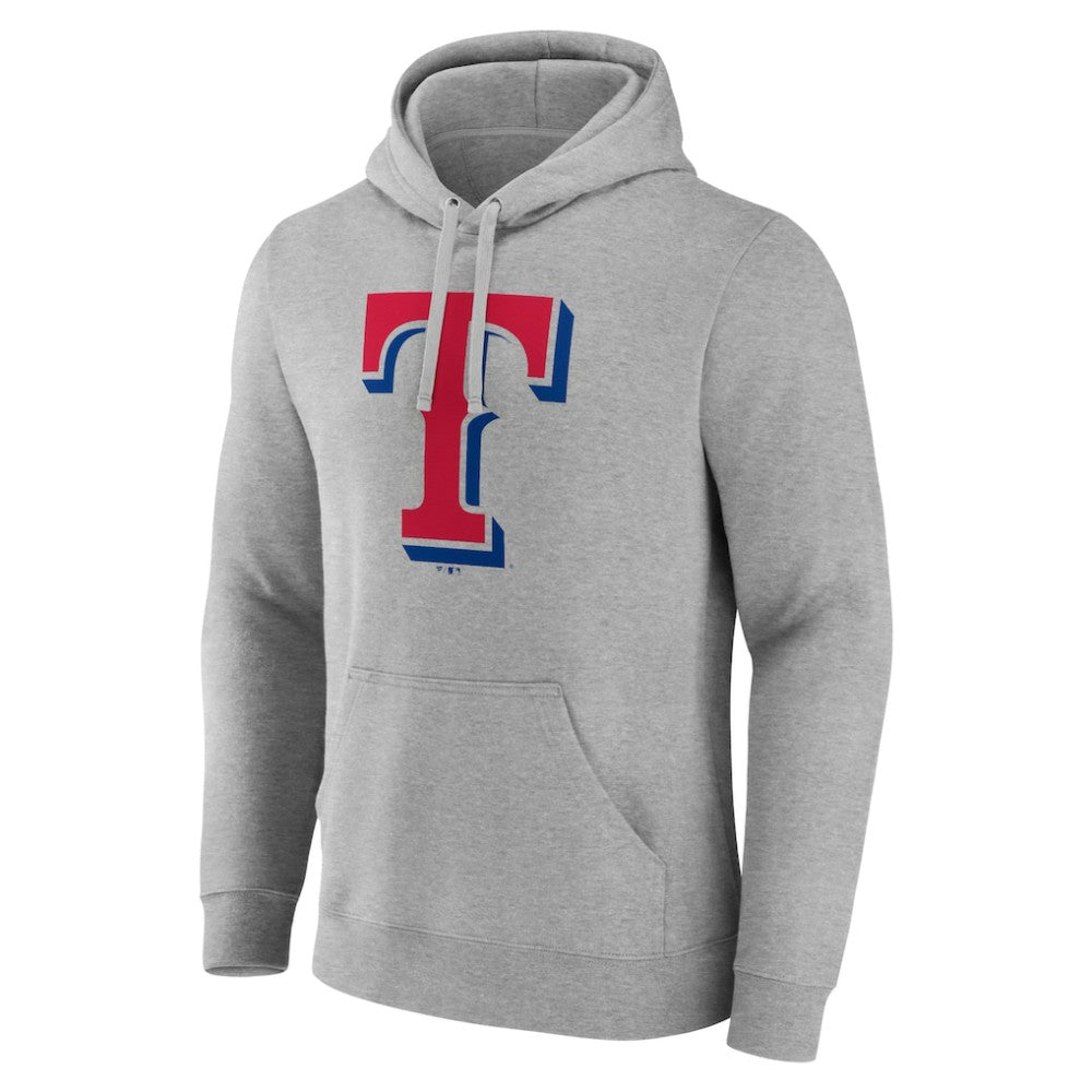 Texas Rangers Official Logo Fitted Pullover Hoodie - Heather Gray Hoodies