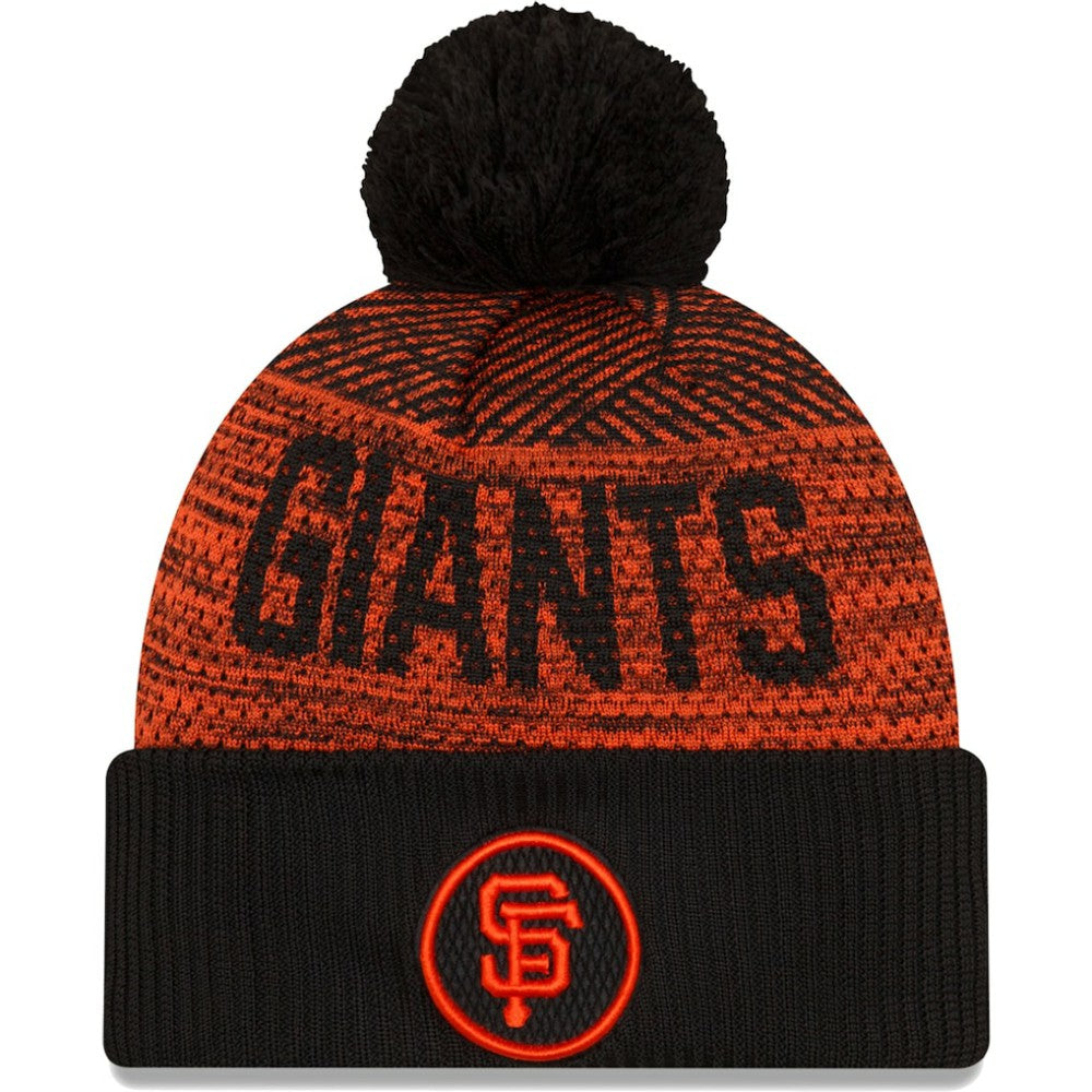 San Francisco Giants New Era Authentic Collection Sport Cuffed Knit Hat with Pom - Black Hats
