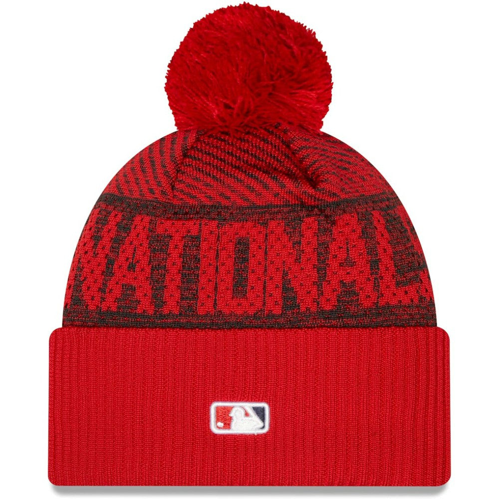 Washington Nationals New Era Authentic Collection Sport Cuffed Knit Hat with Pom - Red Hats