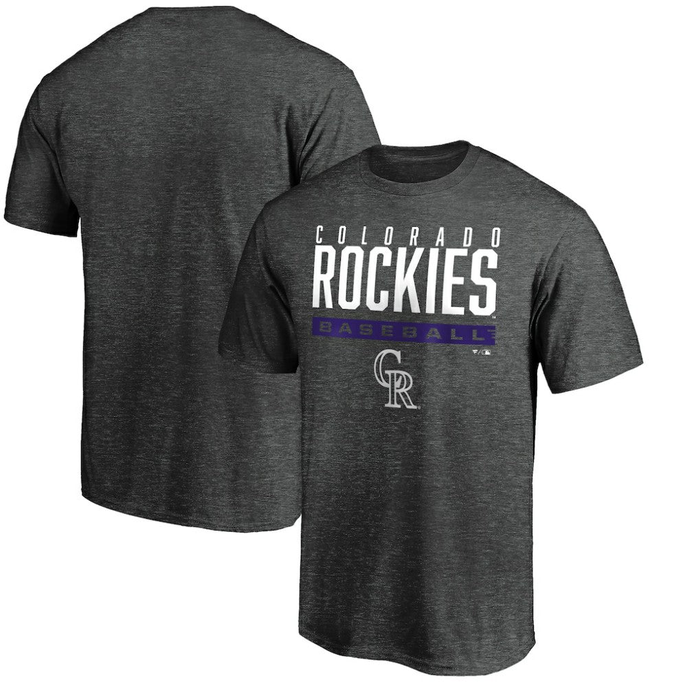Colorado Rockies Win Stripe Logo T-Shirt - Charcoal T-shirts