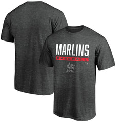 Miami Marlins Win Stripe Logo T-Shirt II - Charcoal T-shirts