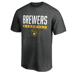 Milwaukee Brewers Win Stripe Logo T-Shirt - Charcoal T-shirts