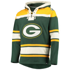 Green Bay Packers '47 Lacer V-Neck Pullover Hoodie - Green/Gold Hoodies