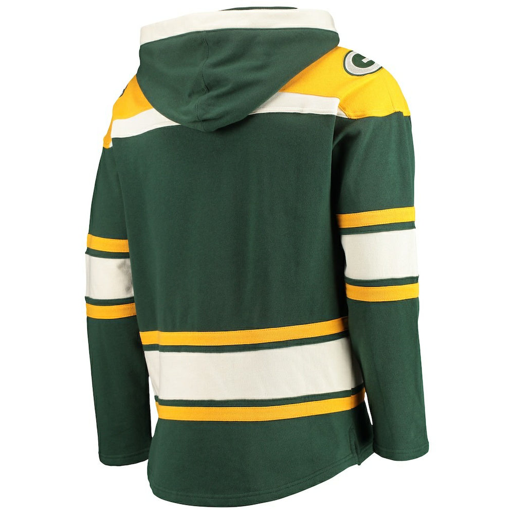Green Bay Packers '47 Lacer V-Neck Pullover Hoodie - Green/Gold Hoodies