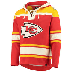 Kansas City Chiefs '47 Lacer V-Neck Pullover Hoodie - Red/Gold Hoodies