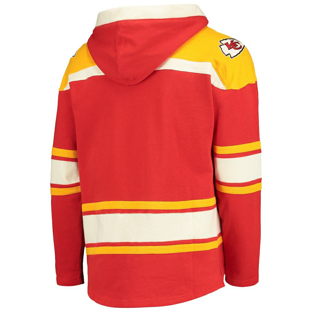 Kansas City Chiefs '47 Lacer V-Neck Pullover Hoodie - Red/Gold Hoodies