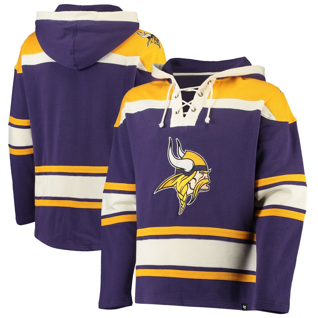 Minnesota Vikings '47 Lacer V-Neck Pullover Hoodie - Purple/Gold Hoodies
