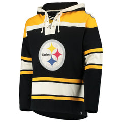 Pittsburgh Steelers '47 Lacer V-Neck Pullover Hoodie - Black/Gold Hoodies