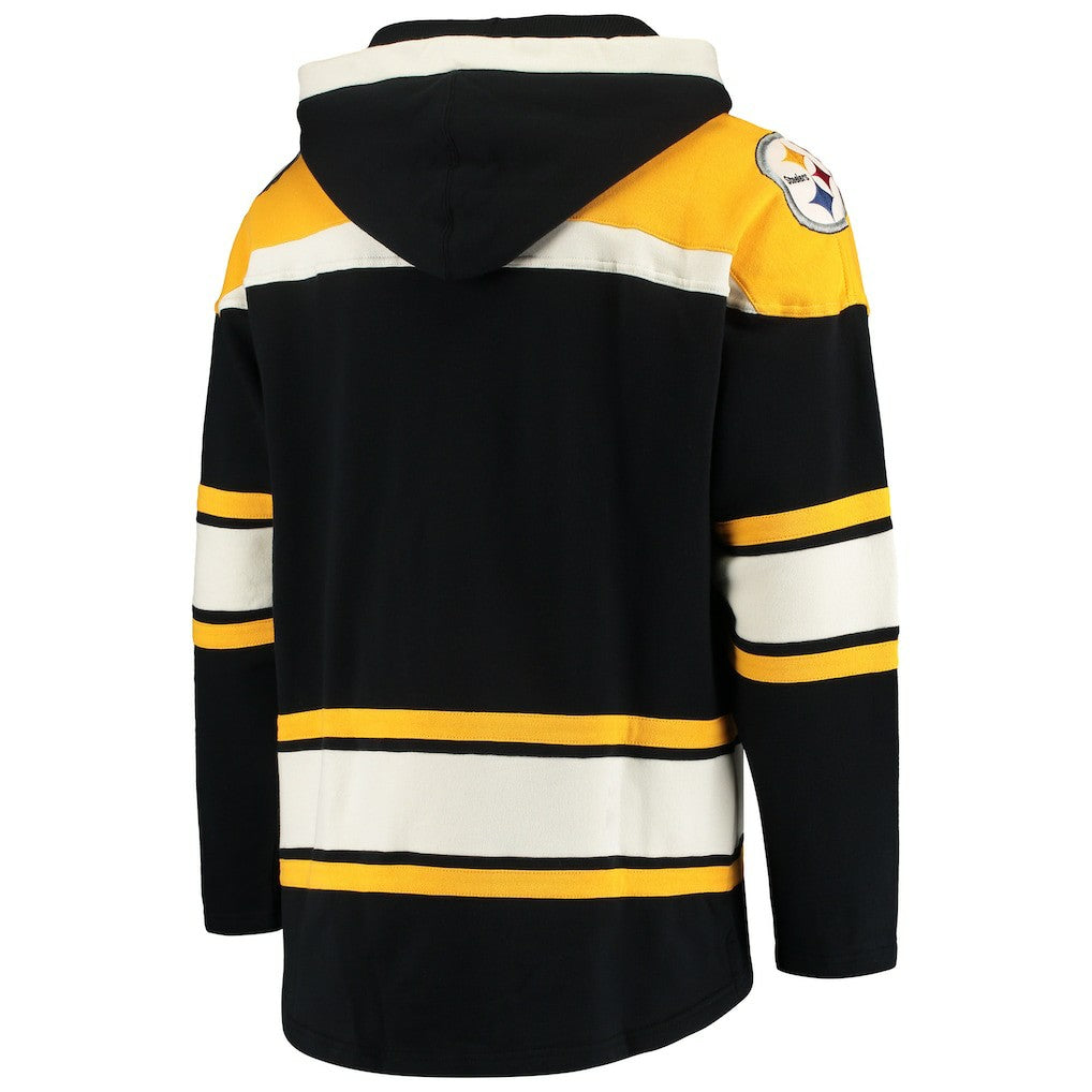 Pittsburgh Steelers '47 Lacer V-Neck Pullover Hoodie - Black/Gold Hoodies