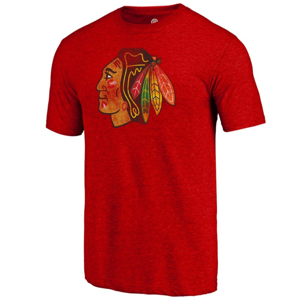 Chicago Blackhawks Distressed Tri-Blend T-Shirt - Red | US 3872162