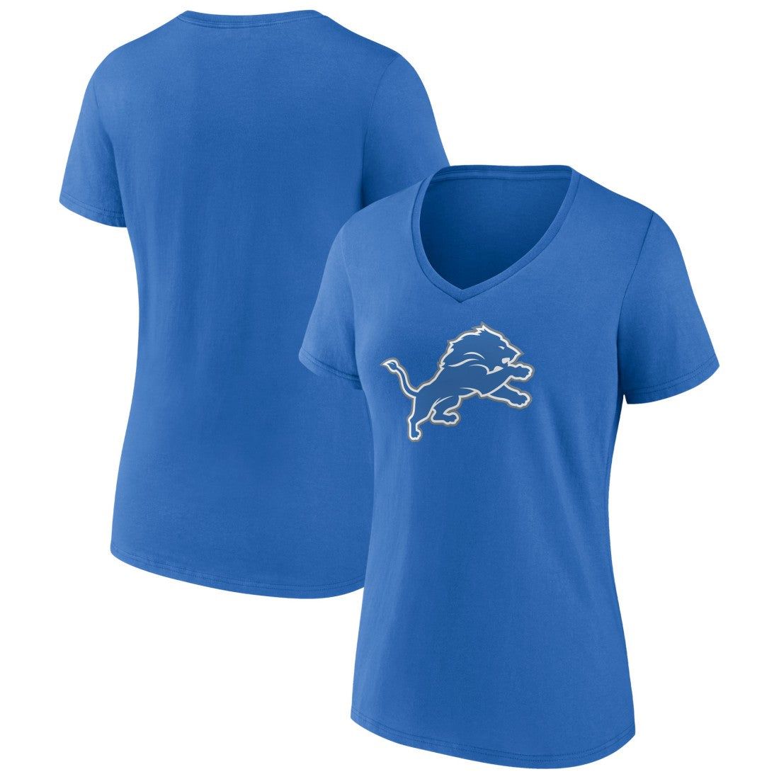 Detroit Lions Women's Primary Team Logo V-Neck T-Shirt - Blue T-shirts