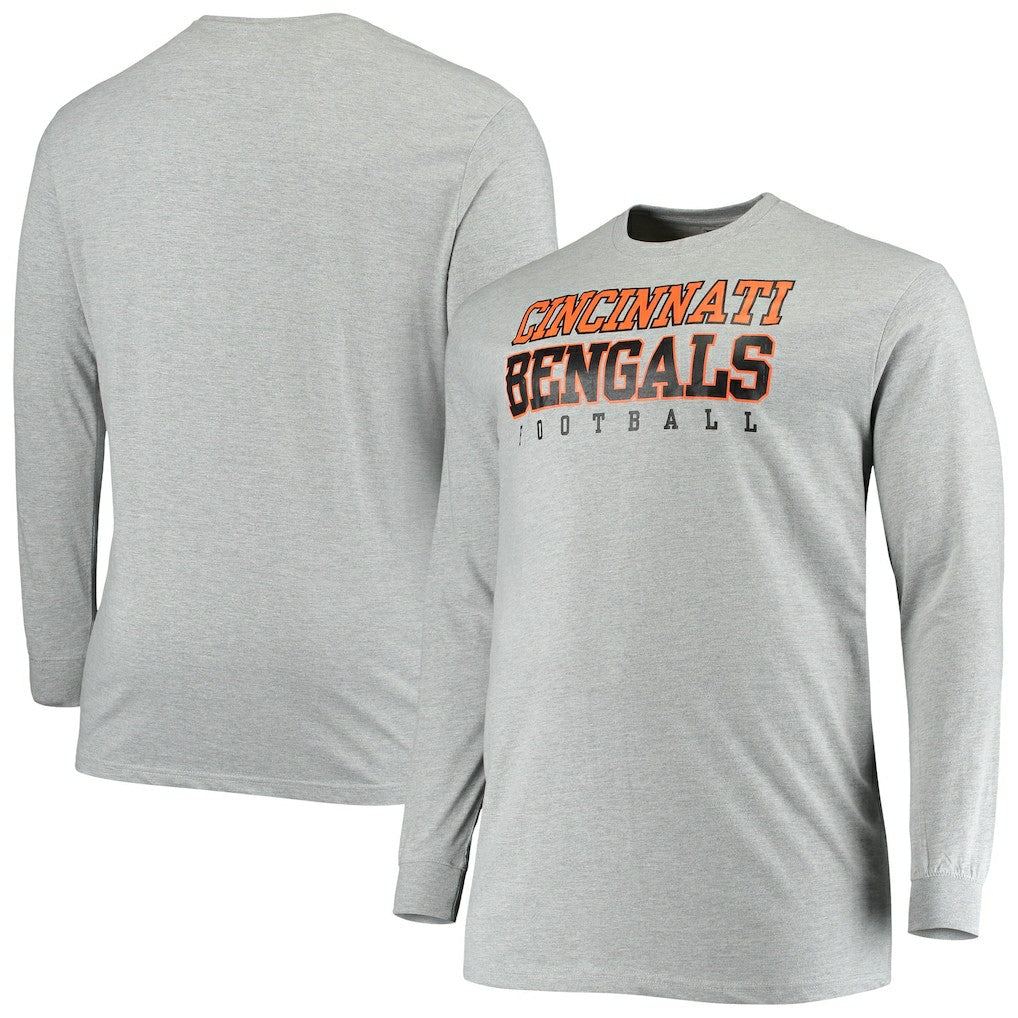 Cincinnati Bengals Big & Tall Practice Long Sleeve T-Shirt - Heathered Gray T-shirts