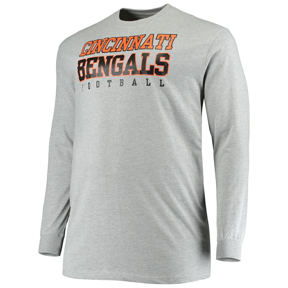 Cincinnati Bengals Big & Tall Practice Long Sleeve T-Shirt - Heathered Gray T-shirts