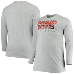Cleveland Browns Big & Tall Practice Long Sleeve T-Shirt - Heathered Gray T-shirts