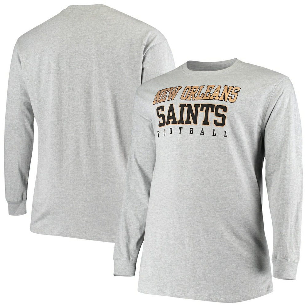 New Orleans Saints Big & Tall Practice Long Sleeve T-Shirt - Heathered Gray T-shirts