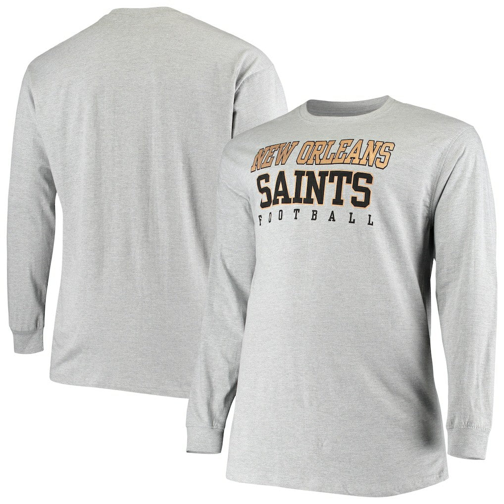 New Orleans Saints Big & Tall Practice Long Sleeve T-Shirt - Heathered Gray T-shirts