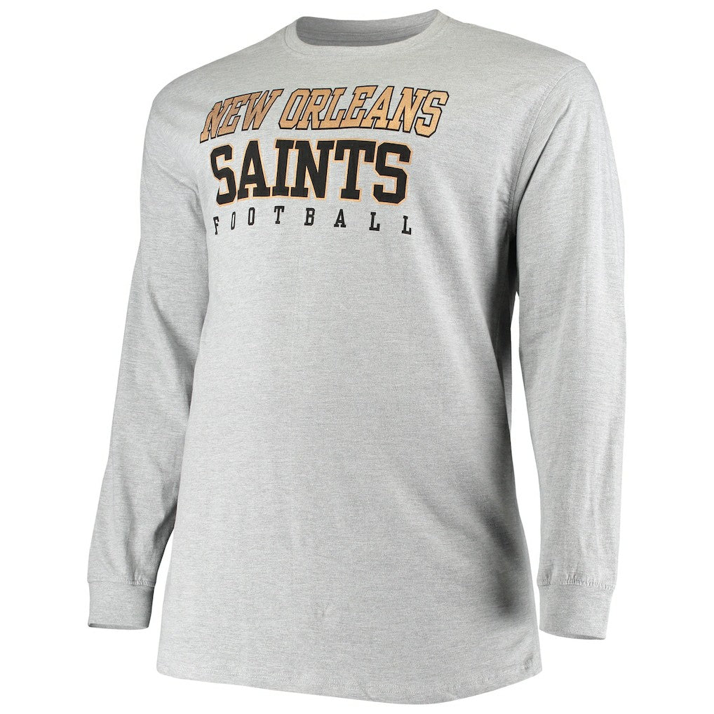 New Orleans Saints Big & Tall Practice Long Sleeve T-Shirt - Heathered Gray T-shirts