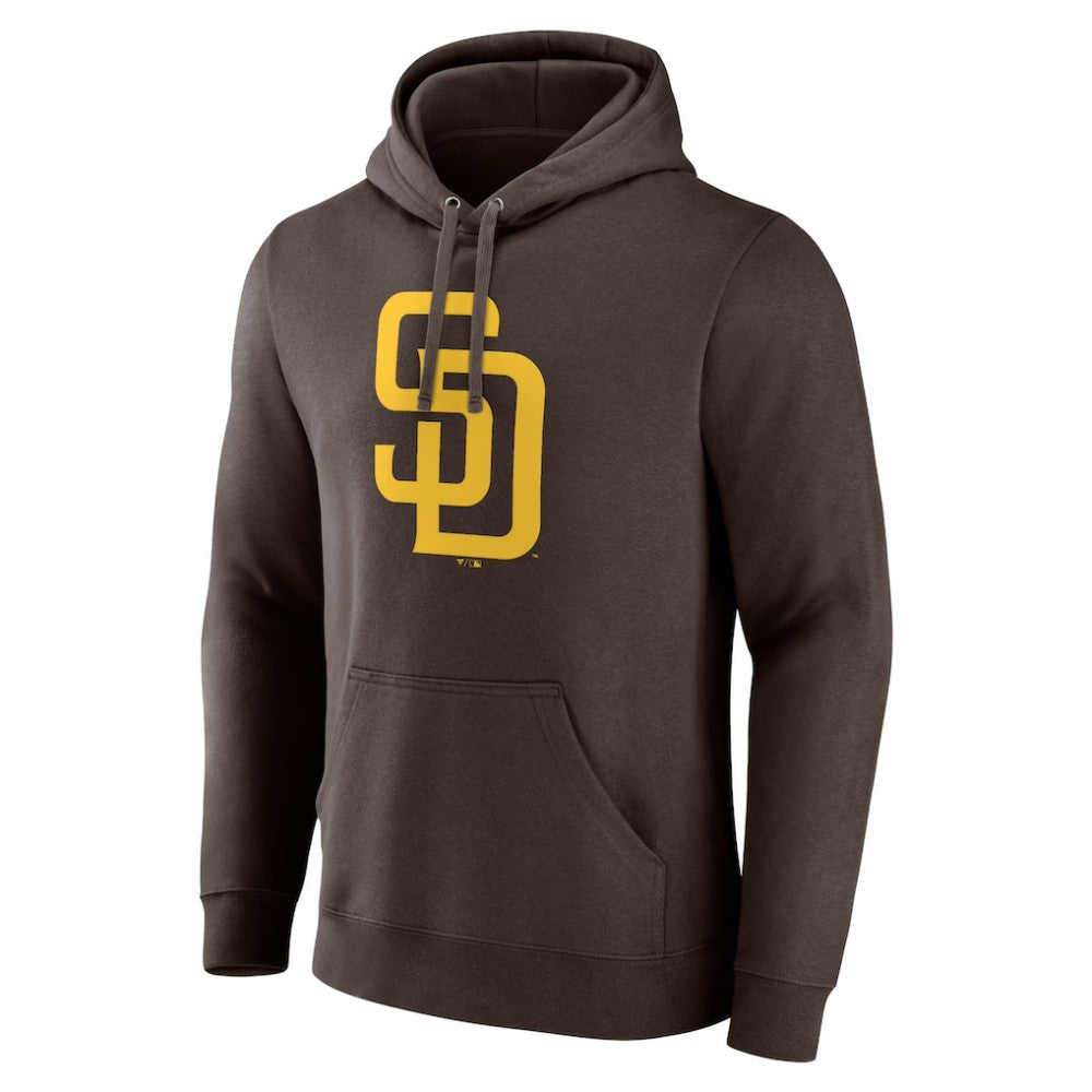 San Diego Padres Official Logo Fitted Pullover Hoodie - Brown Hoodies