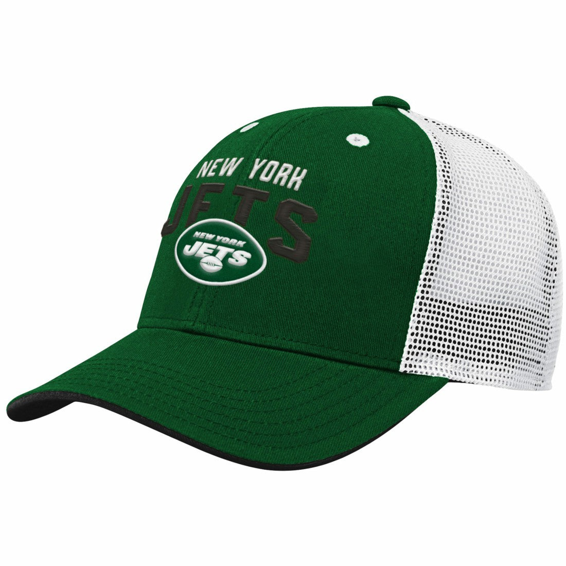 New York Jets Youth Core Lockup Adjustable Hat - Green/White Hats