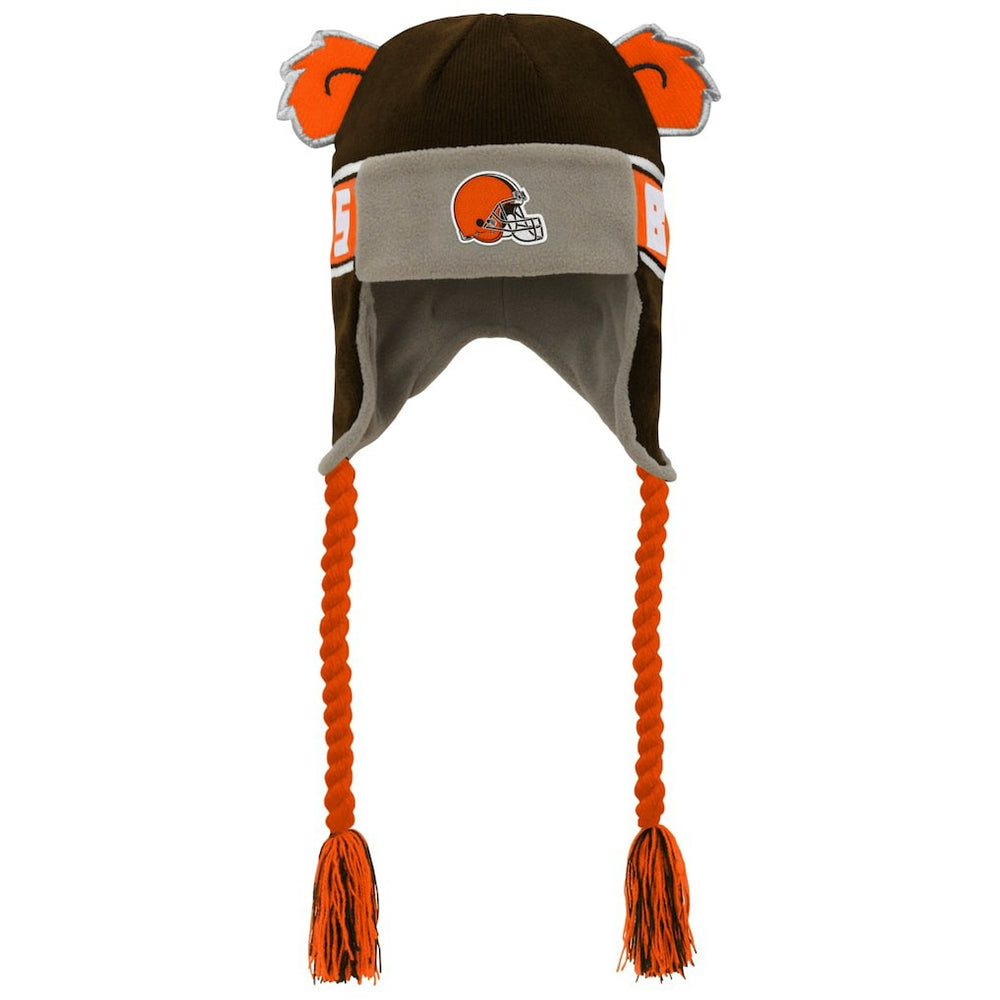 Cleveland Browns Preschool Wordmark Ears Trooper Knit Hat - Brown Hats