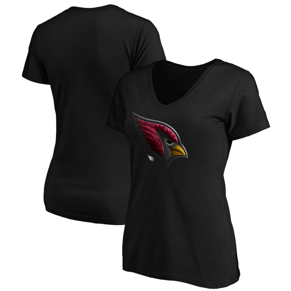Arizona Cardinals Women's Midnight Mascot Logo V-Neck T-Shirt - Black T-shirts