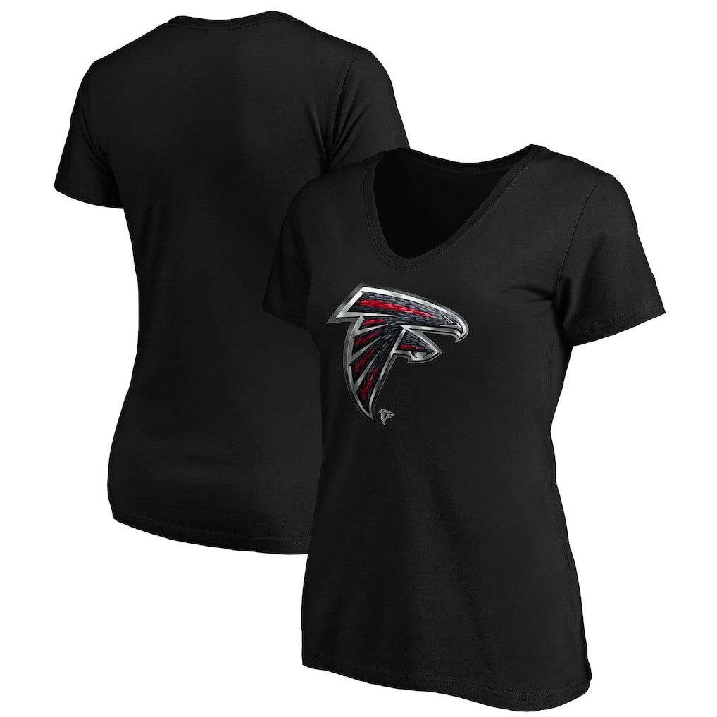 Atlanta Falcons Women's Midnight Mascot Logo V-Neck T-Shirt - Black T-shirts