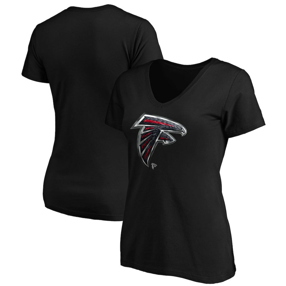 Atlanta Falcons Women's Midnight Mascot Logo V-Neck T-Shirt - Black T-shirts