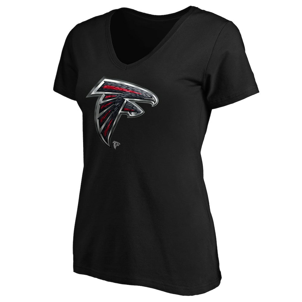 Atlanta Falcons Women's Midnight Mascot Logo V-Neck T-Shirt - Black T-shirts