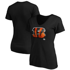 Cincinnati Bengals Women's Midnight Mascot Logo V-Neck T-Shirt - Black T-shirts