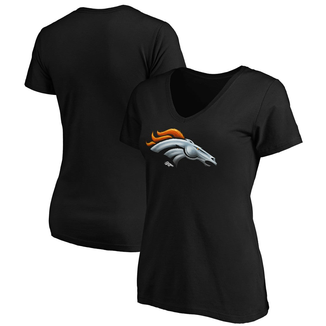 Denver Broncos Women's Midnight Mascot Logo V-Neck T-Shirt - Black T-shirts