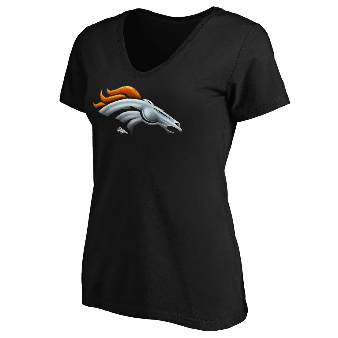 Denver Broncos Women's Midnight Mascot Logo V-Neck T-Shirt - Black T-shirts